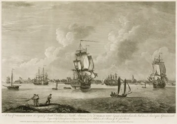 Vue de Charles Town, capitale de la Caroline du Sud en Amérique du Nord, de 